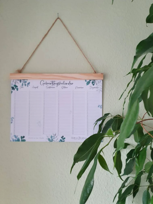 Geburtstagskalender A4 beidseitig bedruckt florale Aquarellmotive OHNE Posterleiste – Bild 6