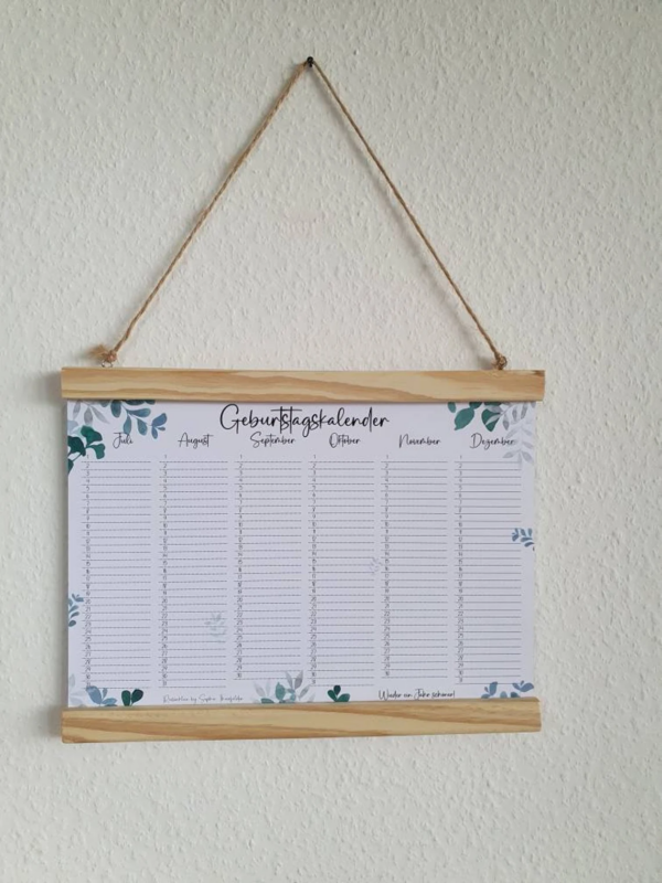 Geburtstagskalender A4 beidseitig bedruckt florale Aquarellmotive OHNE Posterleiste – Bild 8